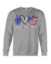 Peace love teach independence day Crewneck Sweatshirt tile