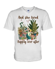 And she lived happily ever after V-Neck T-Shirt tile
