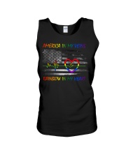America in my veins Rainbow in my heart Unisex Tank tile