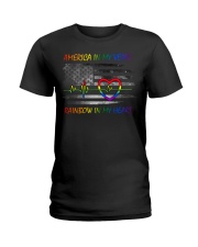 America in my veins Rainbow in my heart Ladies T-Shirt tile