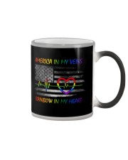 America in my veins Rainbow in my heart Color Changing Mug tile
