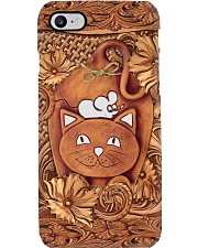 Cat Faux wood print Phone Case i-phone-8-case