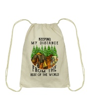 Keeping my distance from the rest of the world Drawstring Bag tile