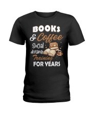 Books and coffee social distance training Ladies T-Shirt tile