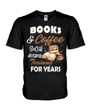 Books and coffee social distance training V-Neck T-Shirt tile