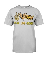 Peace love America Leopard sunflower Independence Classic T-Shirt front