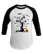 Black cats on the tree Halloween Baseball Tee tile