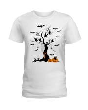 Black cats on the tree Halloween Ladies T-Shirt tile