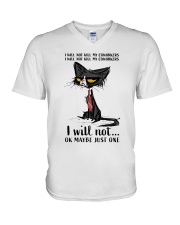 I will not kill my coworkers V-Neck T-Shirt tile