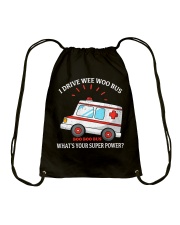 I drive wee woo bus what' your superpower Drawstring Bag tile
