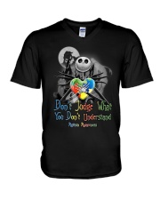 Don't Judge What You Don't Understand V-Neck T-Shirt tile
