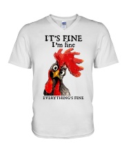 It's fine I'm fine Everything's fine V-Neck T-Shirt tile