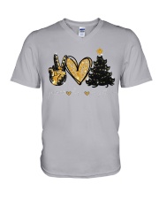 Peace Love Meowy Christmas V-Neck T-Shirt tile
