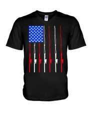 American flag fishing Independence V-Neck T-Shirt tile