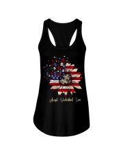American flag sunflower Independence day Ladies Flowy Tank tile