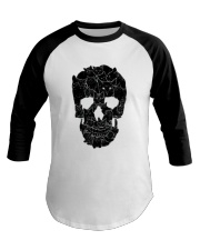 Skull and black cats Baseball Tee tile