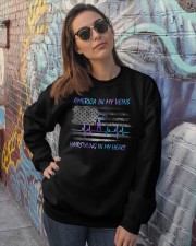 America in my veins Hairstyling in my heart Crewneck Sweatshirt lifestyle-unisex-sweatshirt-front-3
