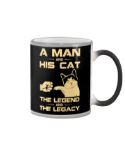 A man and his cat Color Changing Mug tile