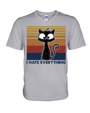 I hate everything V-Neck T-Shirt tile