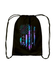 Fishing American flag Drawstring Bag tile