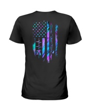 Fishing American flag Ladies T-Shirt back