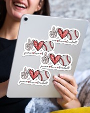 Peace Love Baseball Sticker - 4 pack (Horizontal) aos-sticker-4-pack-horizontal-lifestyle-front-13