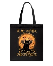 In my defense Tote Bag tile