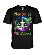 Stay out of my bubble V-Neck T-Shirt tile