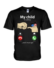 My child is calling I must go V-Neck T-Shirt tile
