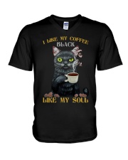 I like my coffee black V-Neck T-Shirt tile