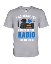 radio voice emt dvhd V-Neck T-Shirt tile