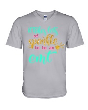 emt sparkle V-Neck T-Shirt tile