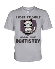 grumpy dentistry V-Neck T-Shirt tile