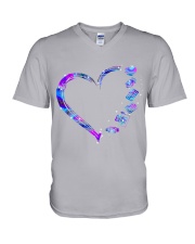 heart neon cardiologist V-Neck T-Shirt tile