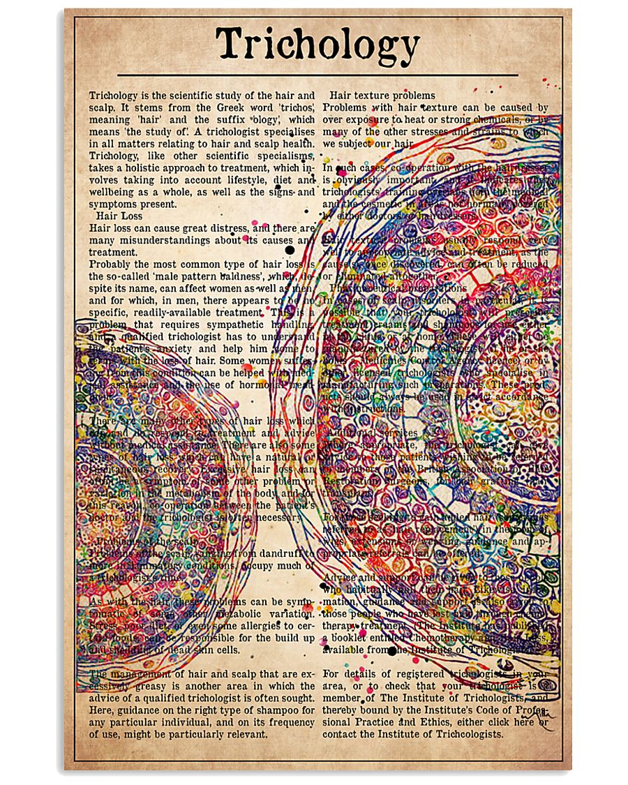 hair-text-watercolor-trichology 24x36 Poster