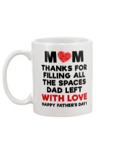 Mom filling Spaces Dad Left Mug back
