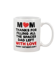 Mom filling Spaces Dad Left Mug front