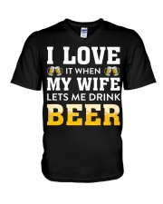 Love Wife Let Drink Beer V-Neck T-Shirt thumbnail