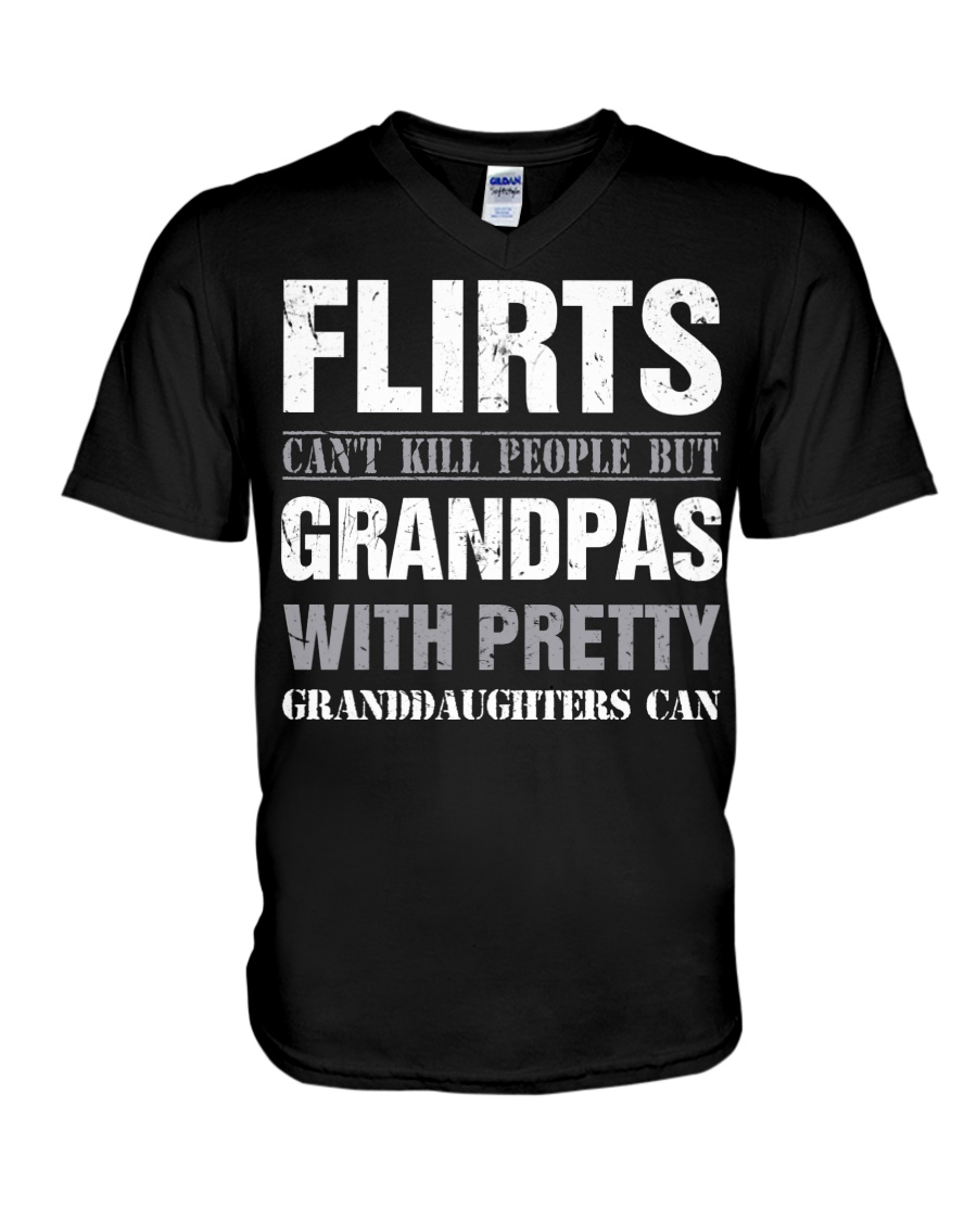 Grandpas With Pretty Granddaughters V-Neck T-Shirt