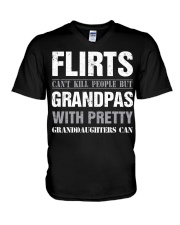 Grandpas With Pretty Granddaughters V-Neck T-Shirt front