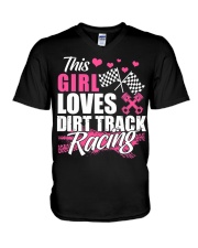 This Girl Loves Dirt Track Racing Racer Funny V-Neck T-Shirt thumbnail