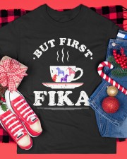 BUT FIRST FIKA Classic T-Shirt custom-t-shirts-classic-lifestyle-front-357