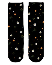 Floral Black Socks Crew Length Socks front