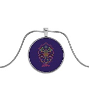 Scorpio Sign Metallic Circle Necklace front