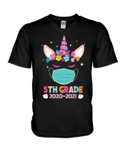 Quarantine Unicorn 5th Grade V-Neck T-Shirt thumbnail