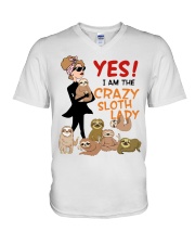 Crazy Sloth Lady V-Neck T-Shirt thumbnail