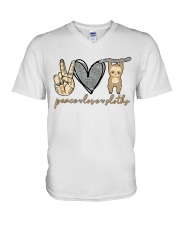 Peace Love Sloths V-Neck T-Shirt thumbnail