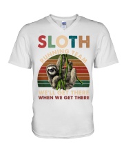 Sloth Running Team V-Neck T-Shirt thumbnail