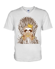 Winter Sloth V-Neck T-Shirt thumbnail