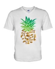 Sloth Pineapple V-Neck T-Shirt thumbnail